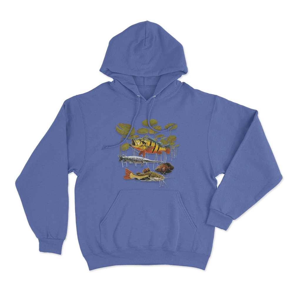 Predatory Fish Unisex Hoodie Blue Predatory Fish Unisex Hoodie Blue