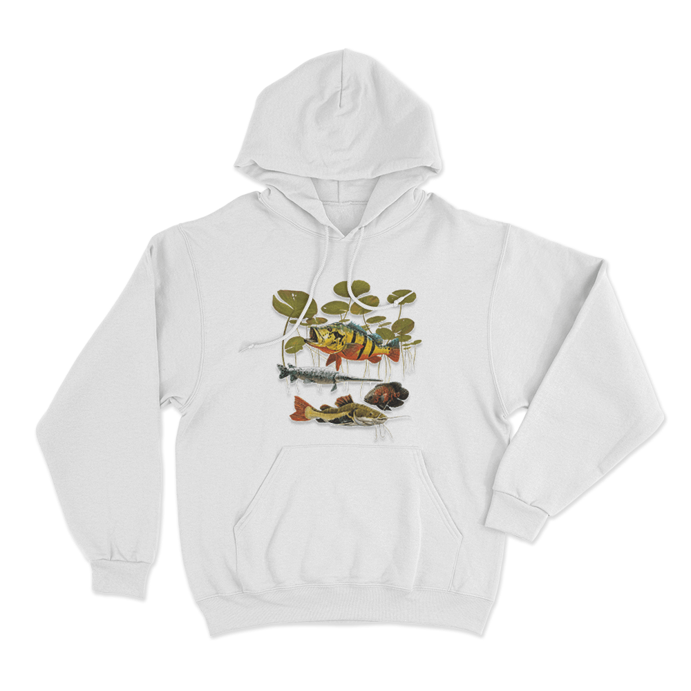 Predatory Fish Unisex Hoodie White Predatory Fish Unisex Hoodie White