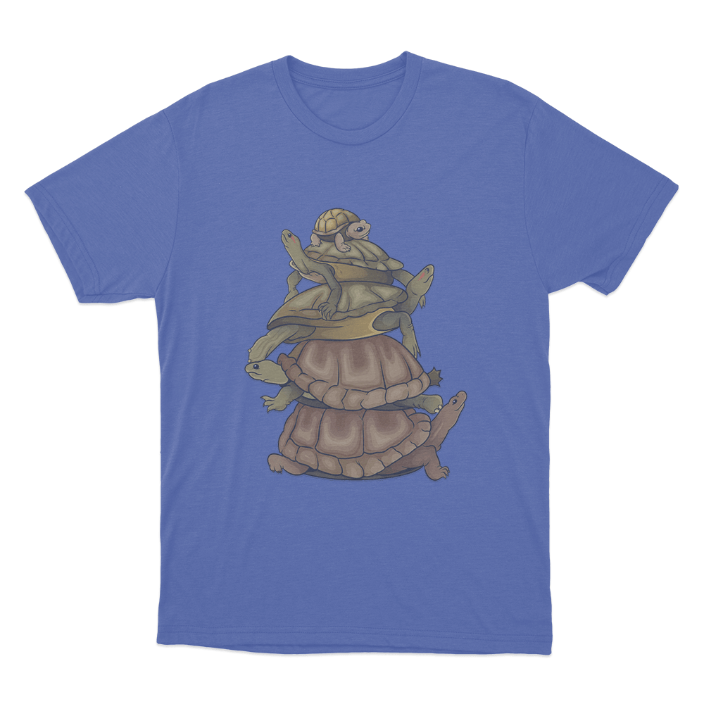 Turtle Stack Unisex T Shirt Blue Turtle Stack Unisex T Shirt Blue