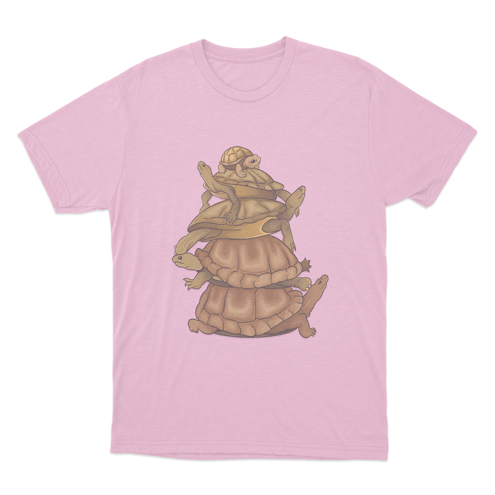 Turtle Stack Unisex T Shirt Pink Turtle Stack Unisex T Shirt Pink