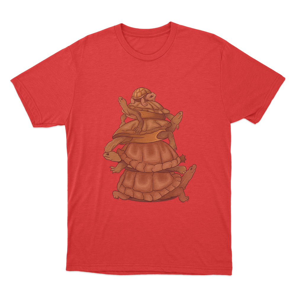 Turtle Stack Unisex T Shirt Red Turtle Stack Unisex T Shirt Red